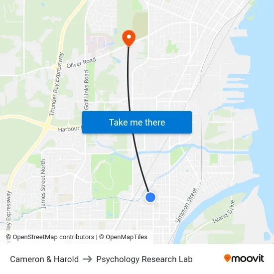 Cameron & Harold to Psychology Research Lab map