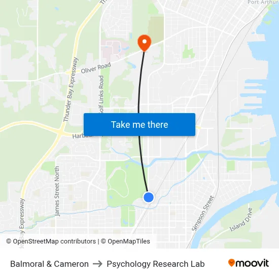 Balmoral & Cameron to Psychology Research Lab map