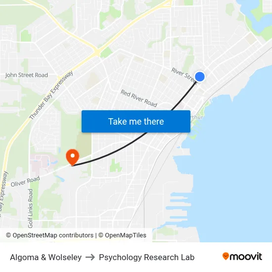 Algoma & Wolseley to Psychology Research Lab map
