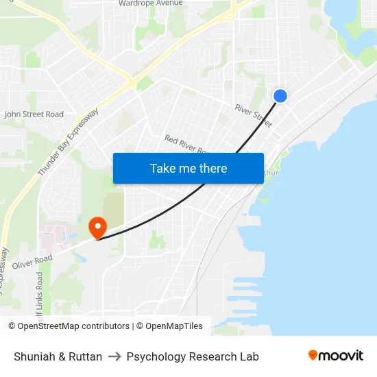 Shuniah & Ruttan to Psychology Research Lab map