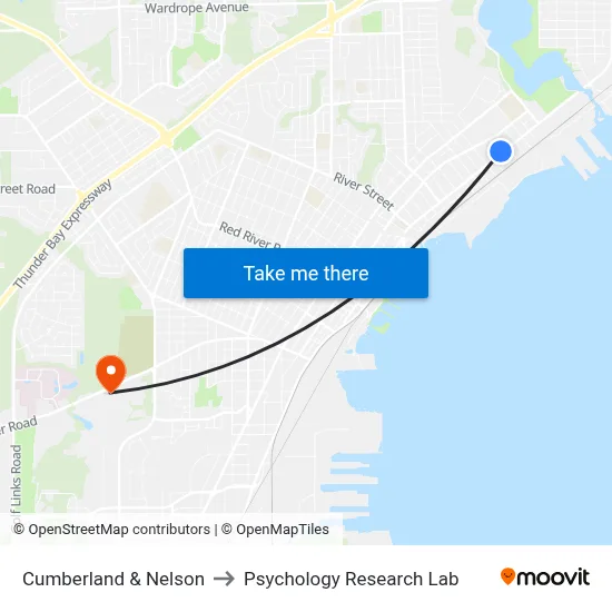Cumberland & Nelson to Psychology Research Lab map