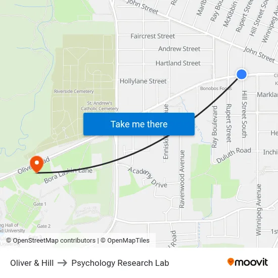 Oliver & Hill to Psychology Research Lab map
