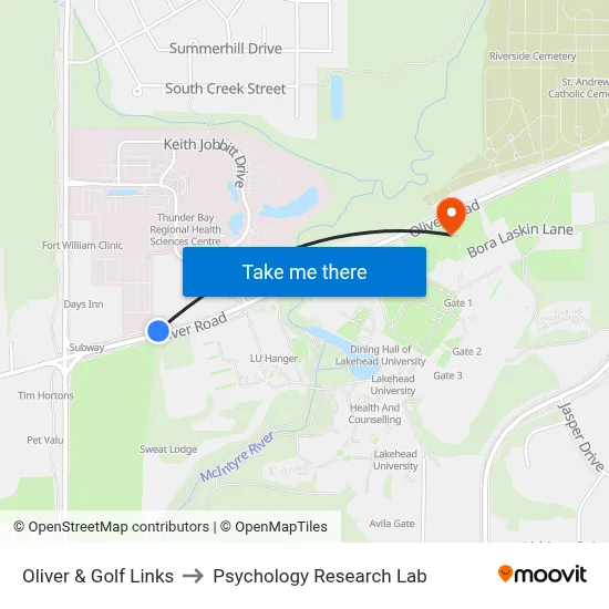 Oliver & Golf Links to Psychology Research Lab map
