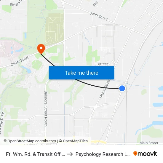 Ft. Wm. Rd. & Transit Office to Psychology Research Lab map