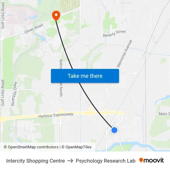 Intercity Shopping Centre to Psychology Research Lab map