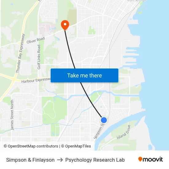 Simpson & Finlayson to Psychology Research Lab map