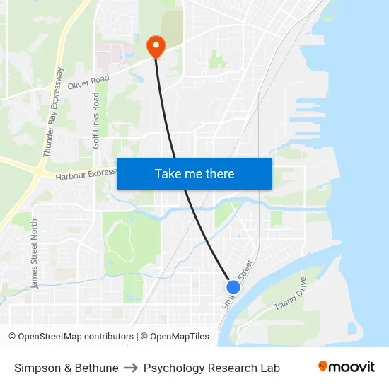 Simpson & Bethune to Psychology Research Lab map