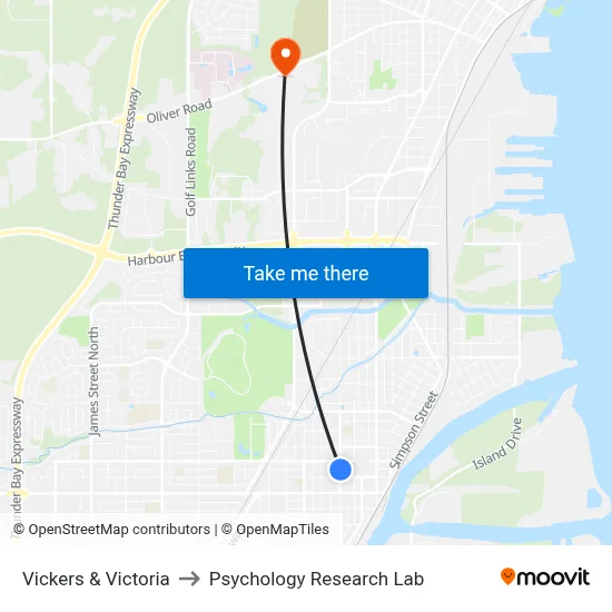 Vickers & Victoria to Psychology Research Lab map
