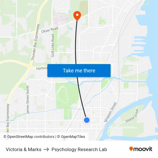 Victoria & Marks to Psychology Research Lab map