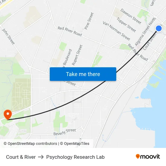 Court & River to Psychology Research Lab map