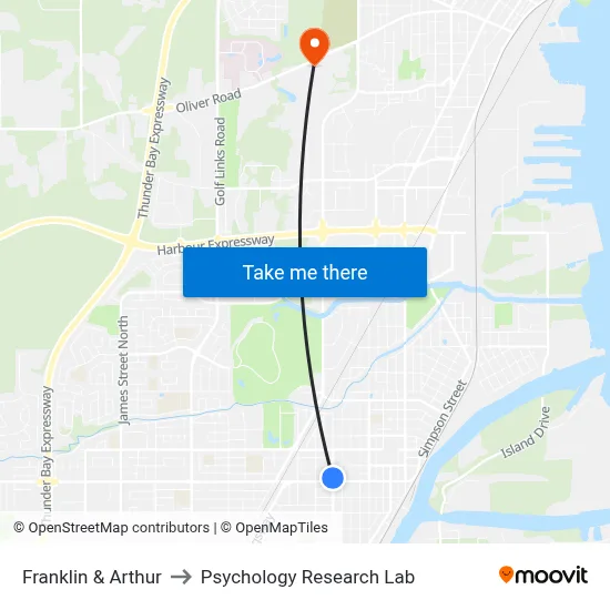 Franklin & Arthur to Psychology Research Lab map