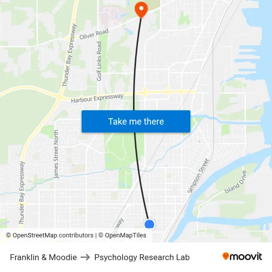 Franklin & Moodie to Psychology Research Lab map