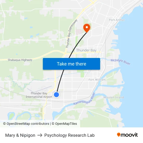 Mary & Nipigon to Psychology Research Lab map