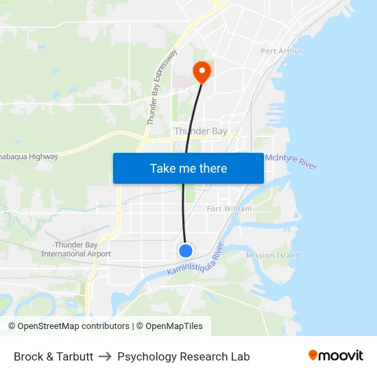 Brock & Tarbutt to Psychology Research Lab map