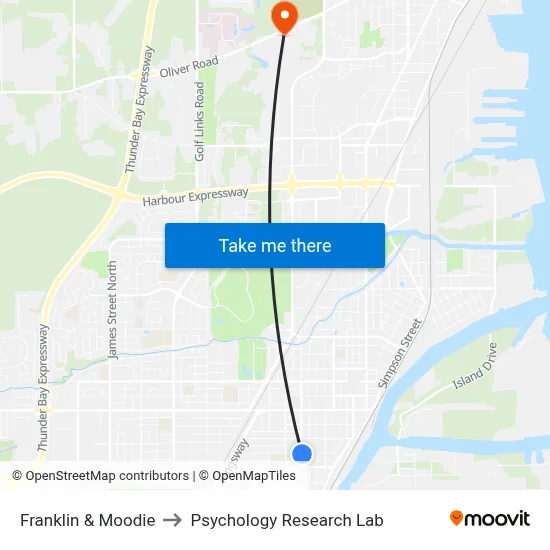 Franklin & Moodie to Psychology Research Lab map