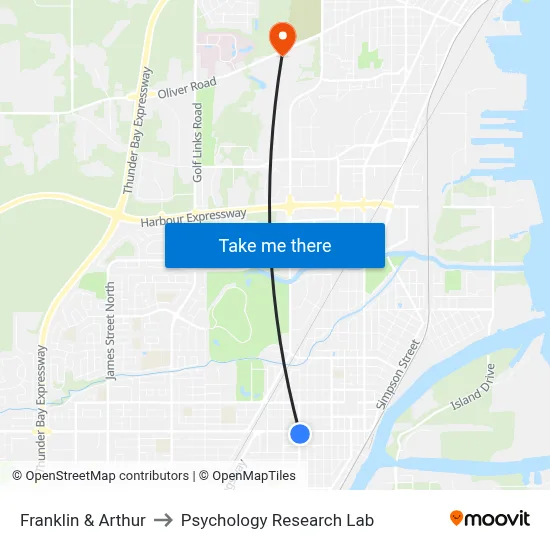 Franklin & Arthur to Psychology Research Lab map