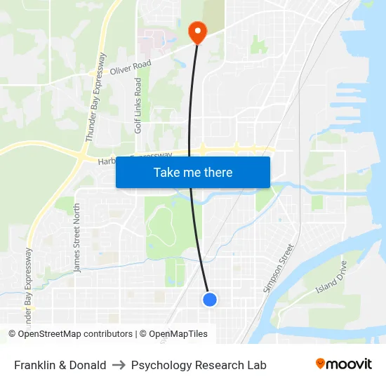 Franklin & Donald to Psychology Research Lab map