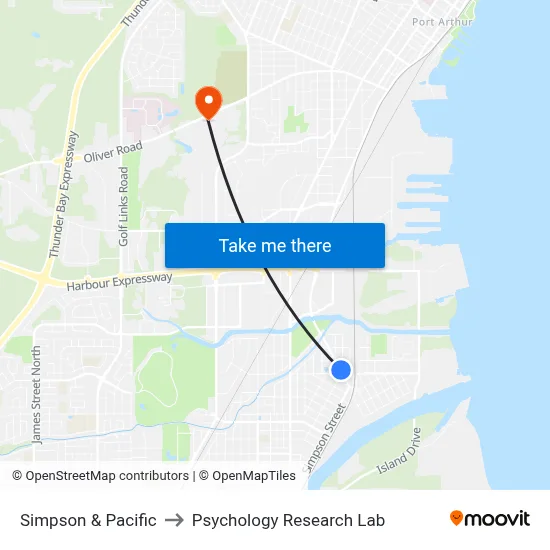 Simpson & Pacific to Psychology Research Lab map