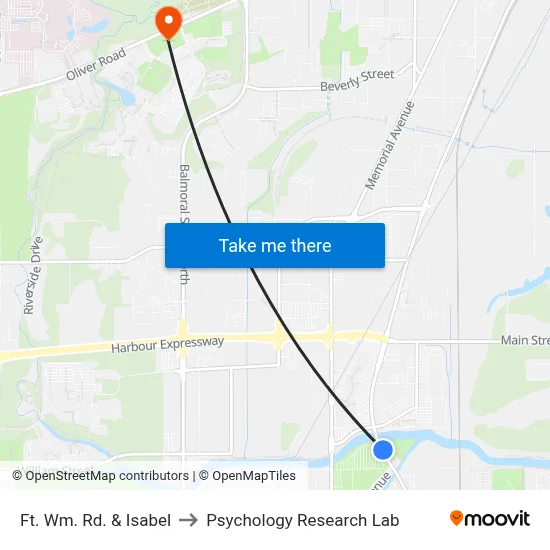 Ft. Wm. Rd. & Isabel to Psychology Research Lab map