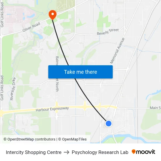 Intercity Shopping Centre to Psychology Research Lab map