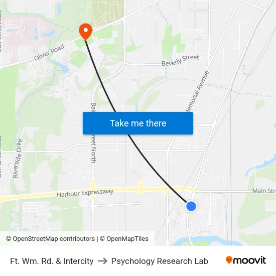 Ft. Wm. Rd. & Intercity to Psychology Research Lab map