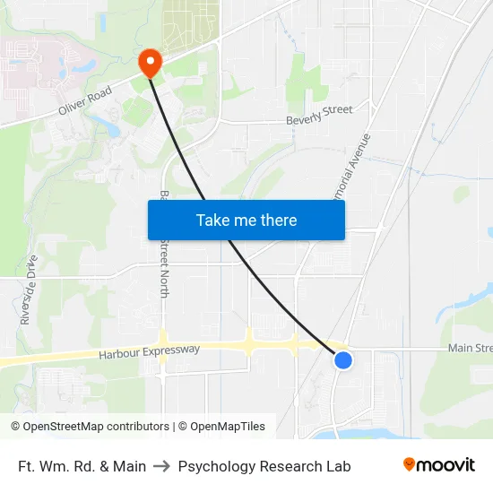 Ft. Wm. Rd. & Main to Psychology Research Lab map