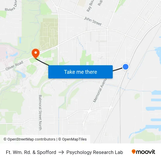Ft. Wm. Rd. & Spofford to Psychology Research Lab map