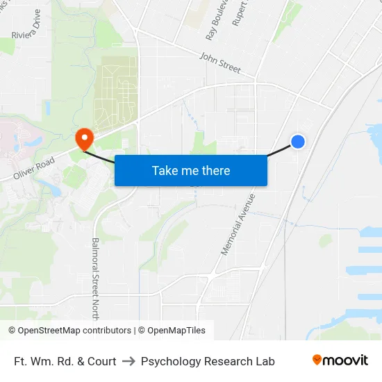 Ft. Wm. Rd. & Court to Psychology Research Lab map