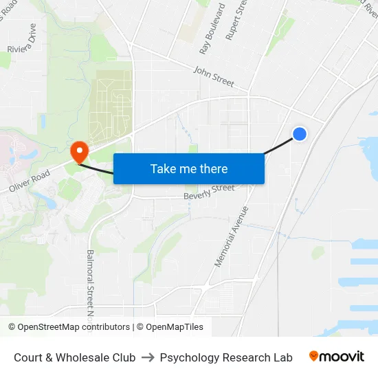 Court & Wholesale Club to Psychology Research Lab map