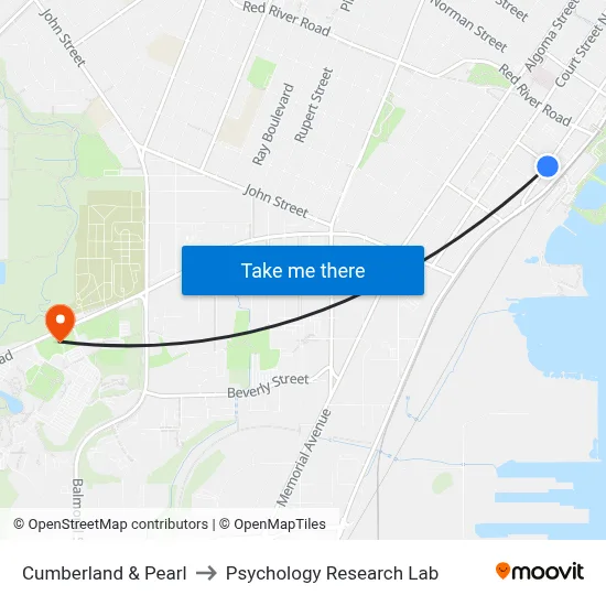 Cumberland & Pearl to Psychology Research Lab map