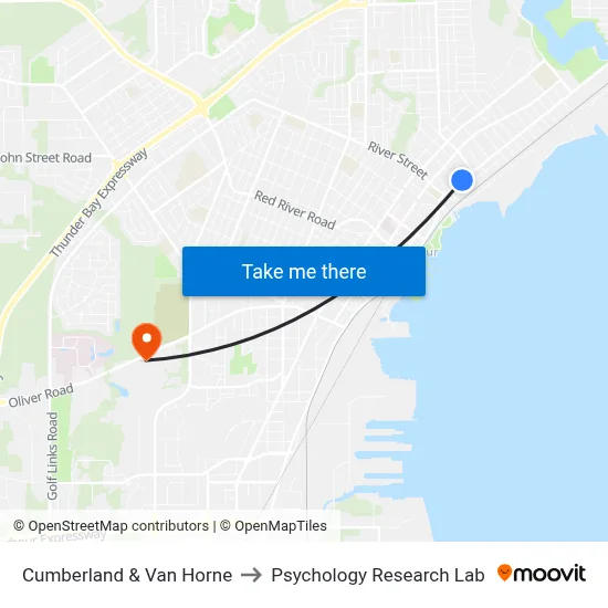 Cumberland & Van Horne to Psychology Research Lab map