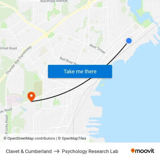 Clavet & Cumberland to Psychology Research Lab map