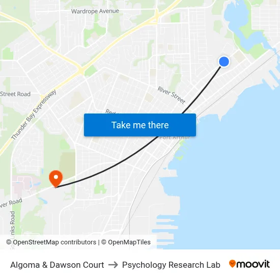 Algoma & Dawson Court to Psychology Research Lab map