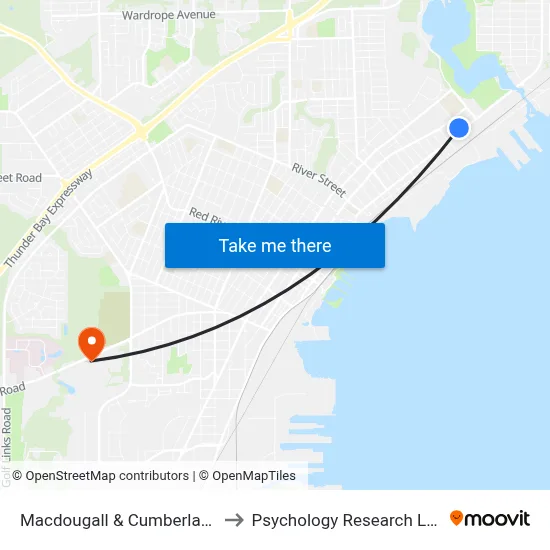 Macdougall & Cumberland to Psychology Research Lab map