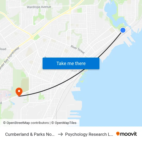 Cumberland & Parks North to Psychology Research Lab map