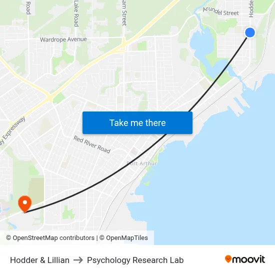 Hodder & Lillian to Psychology Research Lab map