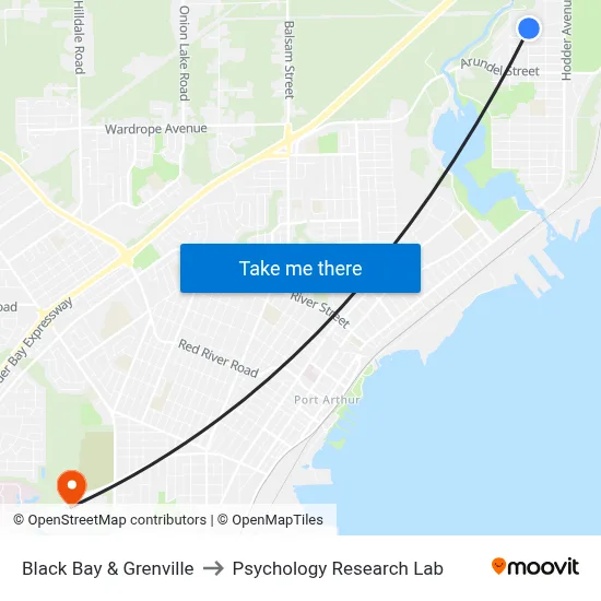 Black Bay & Grenville to Psychology Research Lab map