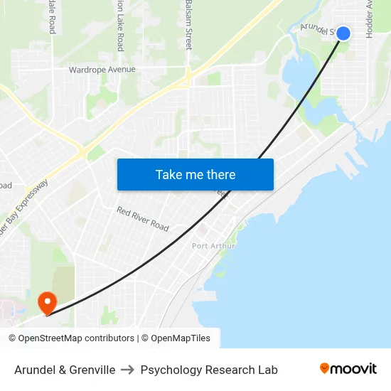 Arundel & Grenville to Psychology Research Lab map