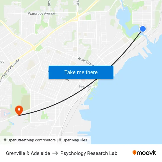 Grenville & Adelaide to Psychology Research Lab map
