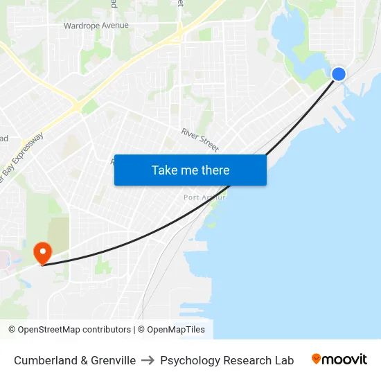 Cumberland & Grenville to Psychology Research Lab map