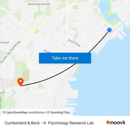 Cumberland & Beck to Psychology Research Lab map