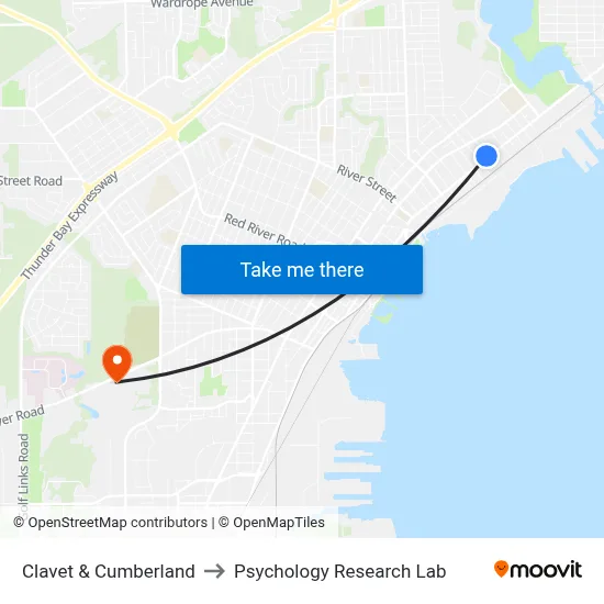 Clavet & Cumberland to Psychology Research Lab map