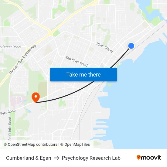 Cumberland & Egan to Psychology Research Lab map