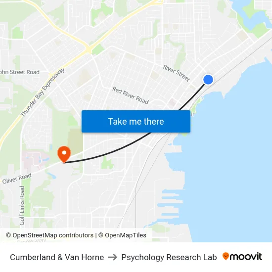 Cumberland & Van Horne to Psychology Research Lab map