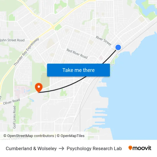 Cumberland & Wolseley to Psychology Research Lab map