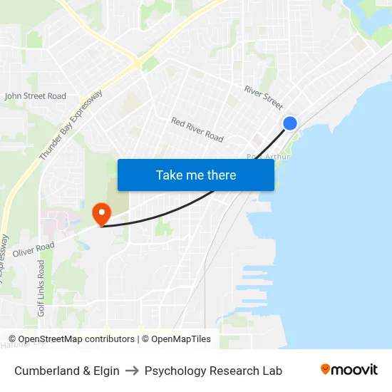 Cumberland & Elgin to Psychology Research Lab map