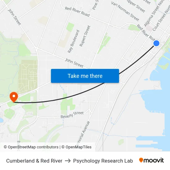 Cumberland & Red River to Psychology Research Lab map