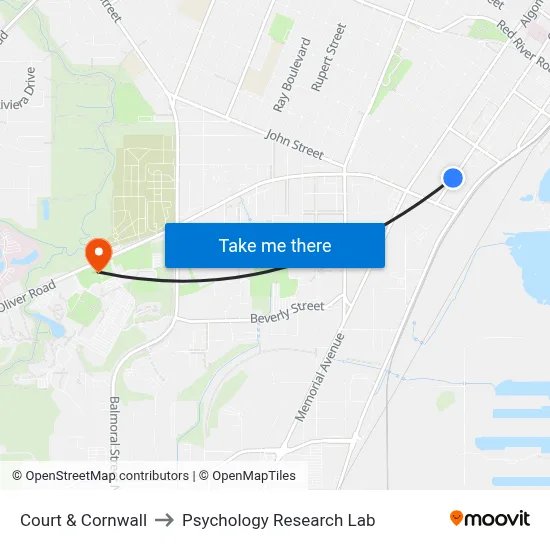 Court & Cornwall to Psychology Research Lab map