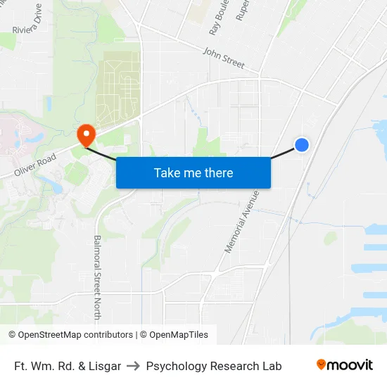 Ft. Wm. Rd. & Lisgar to Psychology Research Lab map