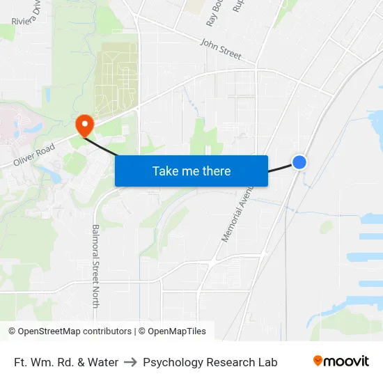 Ft. Wm. Rd. & Water to Psychology Research Lab map